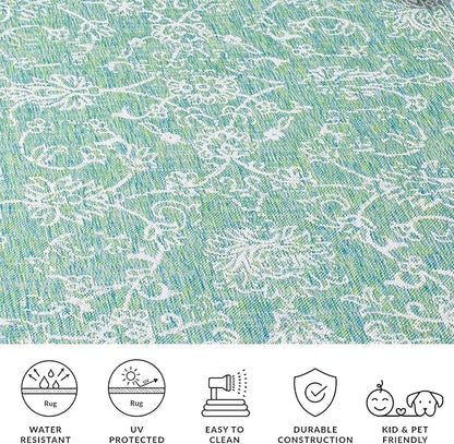 SAFAVIEH Courtyard Collection 5'3' x 7'7' Green/Ivory CY8680 Indoor/ Outdoor Patio Backyard Mudroom Area Rug