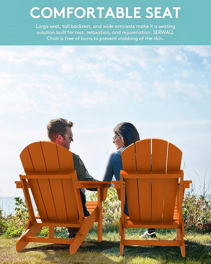 SERWALL Folding Adirondack Chair Set of 4 for Patio Garden Outdoors Fire Pit Chairs- Orange