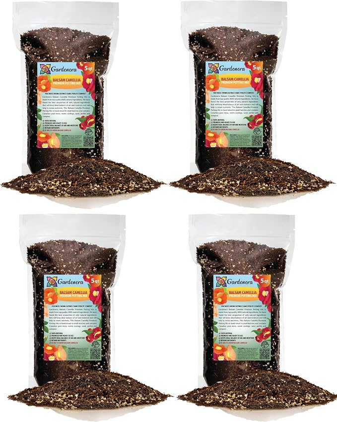 Gardenera Premium Balsam Camellia Potting Soil Mix - Perfect Balance of Nutrients, Drainage, and Aeration for Thriving Blooms - 20 Quart