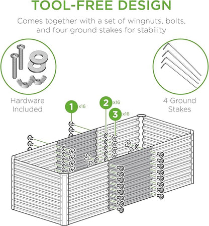 Best Choice Products 4x2x2ft Outdoor Metal Raised Garden Bed, Deep Root Planter Box for Vegetables, Flowers, Herbs w/ 119 Gallon Capacity - White