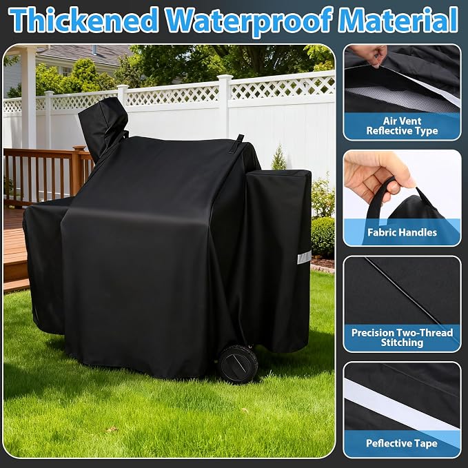 Utheer Grill Cover for Green Mountain Daniel Boone Prime WiFi Grills and Green Mountain Grill Ledge Model, Heavy Duty 600D Waterproof Fabric Grill Cover for GMG DB Prime WiFi, Black