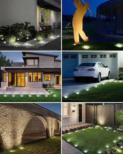 btfarm 30 Pack Solar Lights Outdoor, 8 LED Solar Ground Lights IP65 Waterproof Flat Solar Disc Light, Pathway Lights for Garden Lawn Patio Yard Path Landscape, Cool White