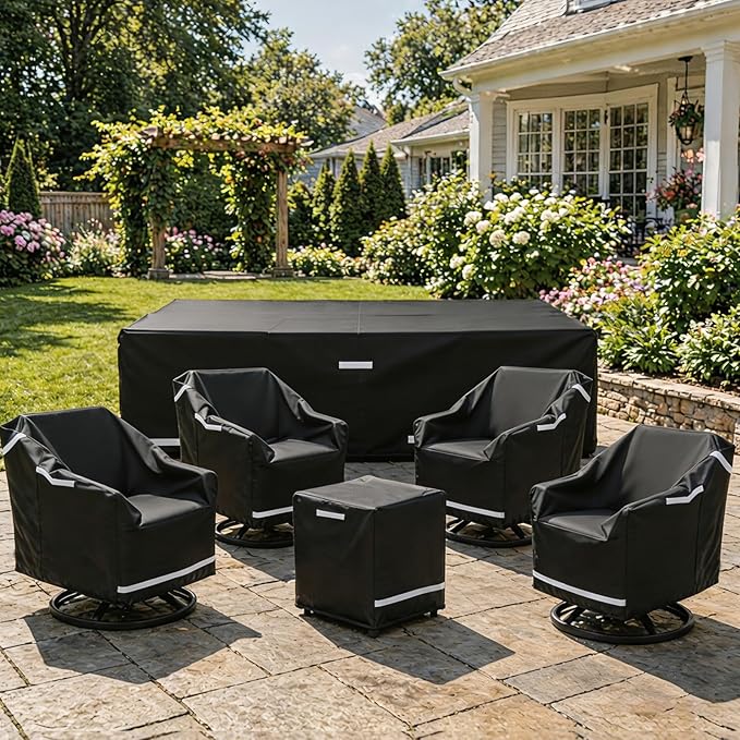 Rectangular Outdoor Furniture Covers Waterproof, Heavy Duty Patio Furniture Covers, 100% Waterproof Outdoor Couch Covers, Lawn Patio Sofa Cover with Air Vent and Handle, 124" L X 63" W X 28" H