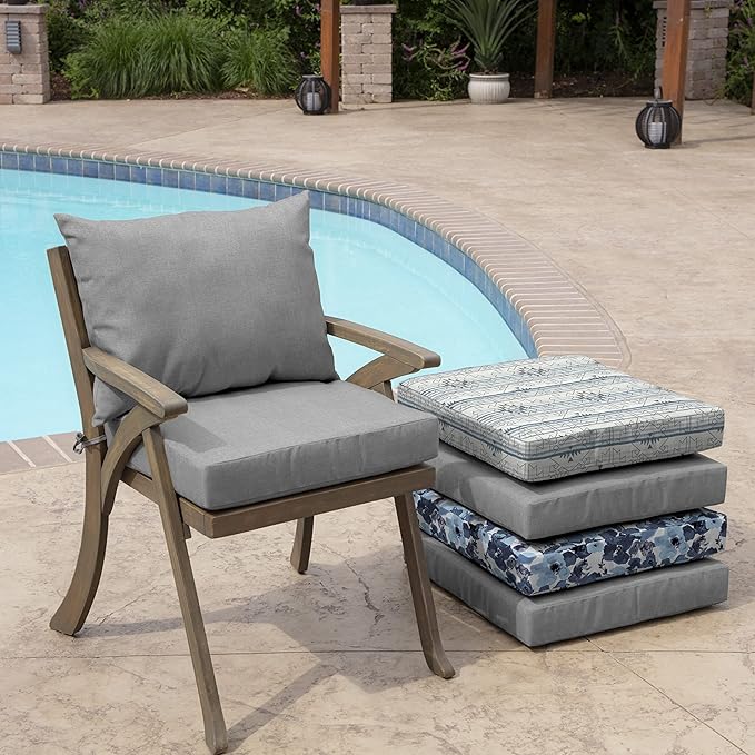 Arden Performance Outdoor Dining Chair Cushion, 21 x 21, Rain-Proof, Fade Resistant 21 x 21, Paloma Valencia