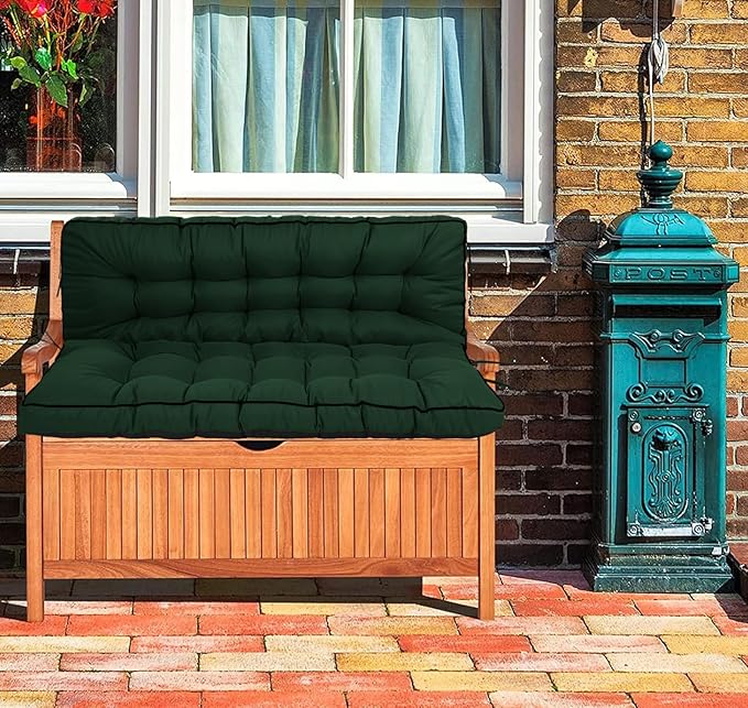 Swing Replacement Cushions with Backrest, 2 or 3 Seater Waterproof Non-Slip Overstuffed Swing Pad, Indoor/Outdoor Bench Cushion for Porch Chair Swing Garden Furniture (Dark green, 40 * 70.8in)