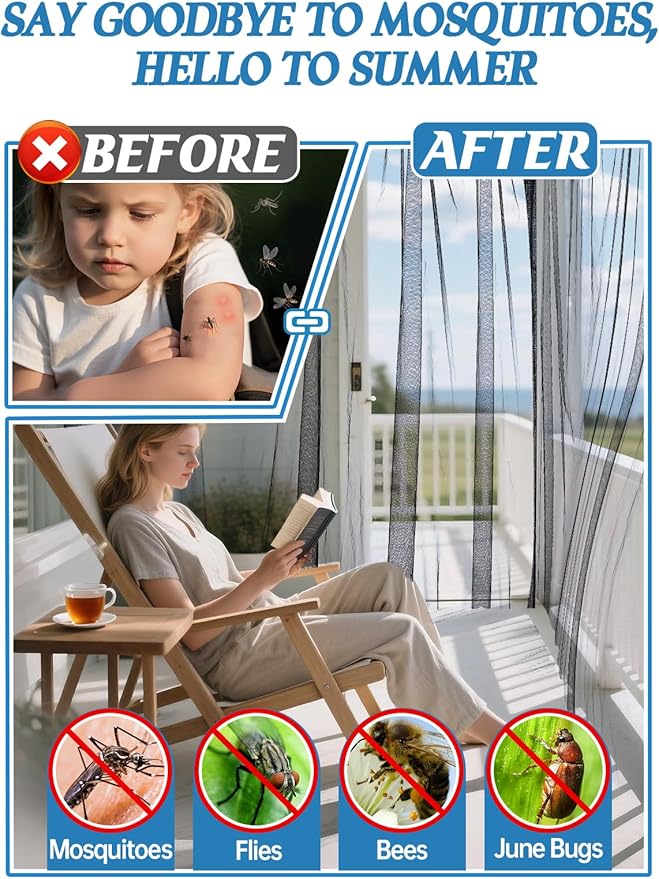 ANPHSIN 33x10ft Nearly Invisible Mosquito Net for Patio - Mesh Netting Screen for Outdoor Garden Porch Balcony, Protects Skin & Plants from Bugs, Birds, Black