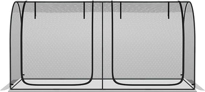 Outsunny 8' x 4' Crop Cage, Plant Protection Tent with Two Zippered Doors, Steel Frame, Storage Bag and 4 Ground Stakes, for Garden, Yard, Lawn, Black