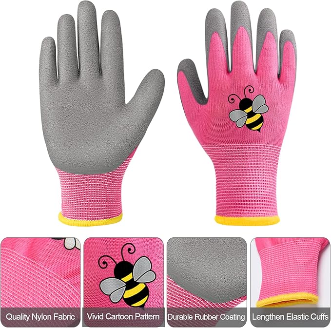 18 Pairs Kids Gardening Gloves Children Garden Glove Foam Rubber Coated Yard Work Gloves for Kids Toddlers Youth Boys Girls (Large (Age 9-11))