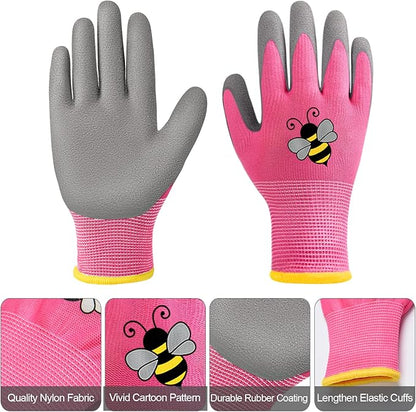 18 Pairs Kids Gardening Gloves Children Garden Glove Foam Rubber Coated Yard Work Gloves for Kids Toddlers Youth Boys Girls (Large (Age 9-11))