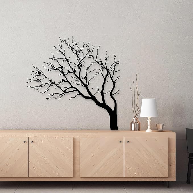 Rajukit Tree of Life Metal Wall Art,Outdoor Metal Tree Wall Sculpture with Branch & Birds, Nature-Themed Wall Hangings for Garden, Patio, or Living Room Decor