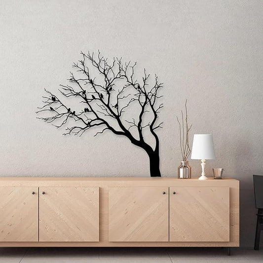 Rajukit Tree of Life Metal Wall Art,Outdoor Metal Tree Wall Sculpture with Branch & Birds, Nature-Themed Wall Hangings for Garden, Patio, or Living Room Decor