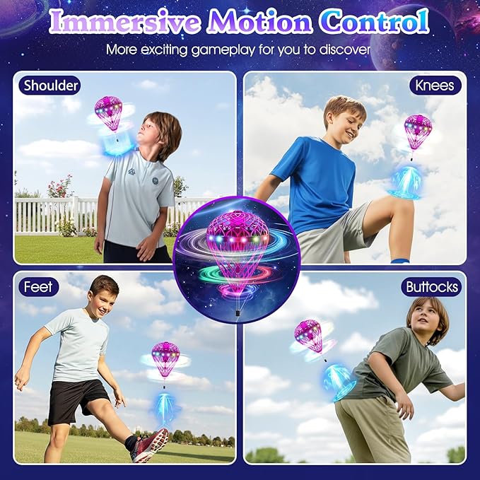 Flying Orb Ball 2025, Magic with 3D Bouncing & Spinning Tricks, Cosmic Globe Floating Ball Toy with RGB Lights, Cool Toys Gift for Boys Girls Ages 6 7 8 9 10+(Purple)