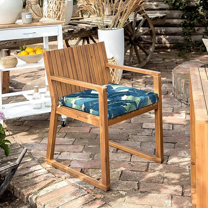 LVTXIII Outdoor Seat Cushions Set of 2 Square Corner Chair Cushions with Ties, Patio Chair Pads for Home Office and Patio Garden Furniture Decoration 18.5"x16"x2", Swaying Palms Blue