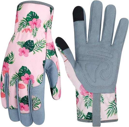 Leather Gardening Gloves for Women Thorn Proof Garden Gloves Touch Screen Working Gloves Gifts,M