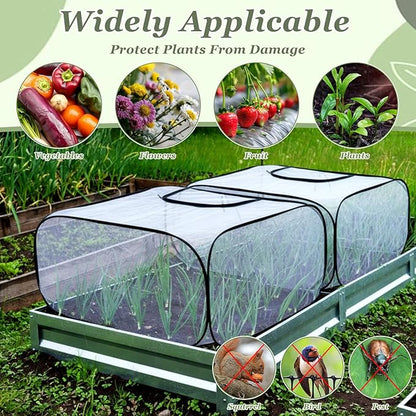 2 Pack Garden Covers for Raised Bed Foldable Clear PVC Greenhouse for Freeze Protection Row Plants Cover Accelerator with Zipper Door Black 39"x39"x20" Protection Vegetable Fruit from Animal