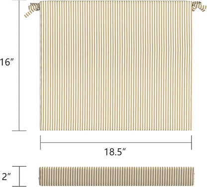 LVTXIII Outdoor Seat Cushions Seasonal Replacement Chair Cushions, Patio Chair Pads with Ties for Dining Chairs and Garden Furniture, (Square Back, 18.5"x16"x2", 4 Pack, Strip Beige)