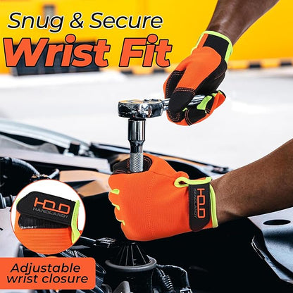 HANDLANDY Work Gloves for Men & Women, Utility Mechanic Working Gloves Touch Screen, Flexible Gardening Gloves for Yard