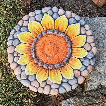 Sunflower Stepping Stones Outdoor Garden - Garden Stepping Stones Pavers for Outside Walkway Garden Stones Garden Stepping Stones Outdoor Decorative Stone for Garden 10 * 10 * 0.75 Inch