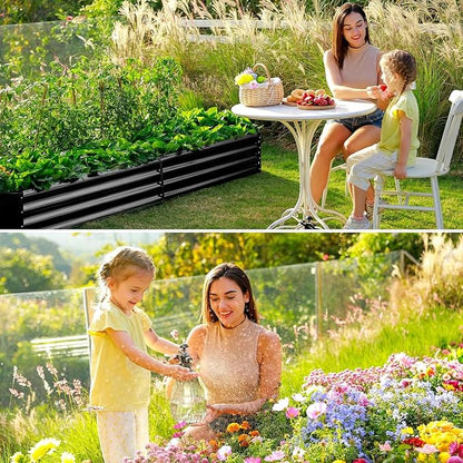 Land Guard 2 Pack 8×4×1ft Galvanized Metal Raised Garden Bed, Metal Planter Kit Box Outdoor for Deep-Rooted Vegetables, Flowers, Green and Herbs (Gray)
