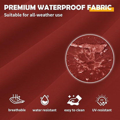 Amopatio Outdoor Sofa Replacement Cushion Set, Waterproof Seat and Back Cushions for Patio Furniture, UV-Resistant and Extra-Thick Cushions, Machine-Washable Covers (Wine)