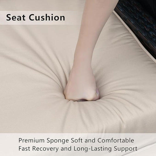 ATR ART TO REAL Outdoor Recliner Replacement Cushion, High Back Chair Cushions Patio Wicker Reclinning Chairs Seat Pad, Removable Cover, Waterproof, UV Resistant (Style A, Khaki)