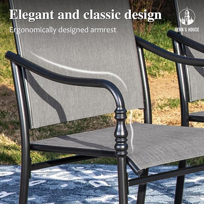 HERA'S HOUSE Patio Dining Chairs Set of 6, Outdoor Textilene Dining Chairs with Armrest, All-Weather Breathable Garden Outdoor Chairs for Lawn Backyard Deck Front Porch
