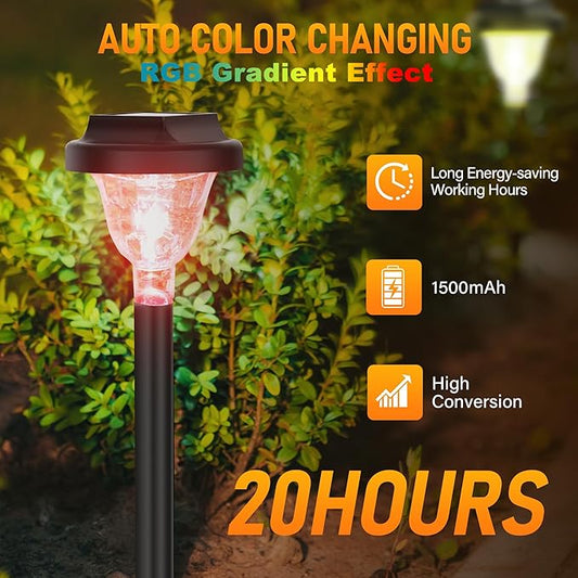 Siatom Solar Pathway Lights 8 Pack, Bright RGB Color Changing Solar Path Lights Outdoor Waterproof IP65, for Outside, Walking Path, Garden, Lawn, Walkway, Yard (Multicolor)