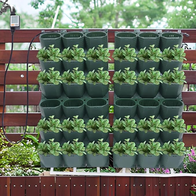 Garden Growing System, Vertical Self Watering Wall-Mounted Planters, Outdoor Hanging Grow Bags 36 Pockets, for Home Balcony Decoration