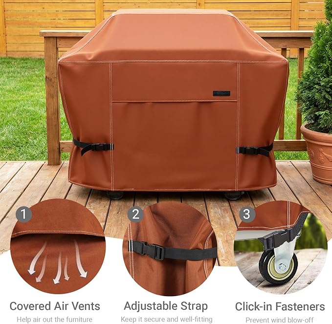NettyPro Grill Cover for Outdoor Grill 70 inch Waterproof Heavy Duty Gas BBQ Grill Cover for Outside Weber, Char-Broil, Brinkmann, Jenn Air, Nexgrill 3-5 Burners Barbecue, Brown