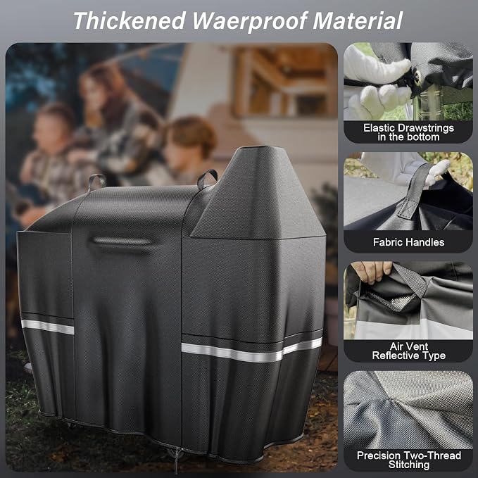 Utheer Grill Cover for Pit Boss Austin XL/Rancher XL, Z Grill 1000, 1100, 1100 Pro, 1000S, 1000SC, 1000Sq, 1000SC2, 1150 1500 Series Wood Pellet Grill, 600D Heavy Duty Waterproof, UV Protection Cover | 600D polyester with PVC lining for outdoor pellet ...