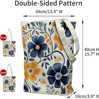 itgowisa Canvas Tote Bag for Women, Tote Bag with Zipper Inner Pocket, Zippered Canvas Bag for Shopping Work Grocery Everyday