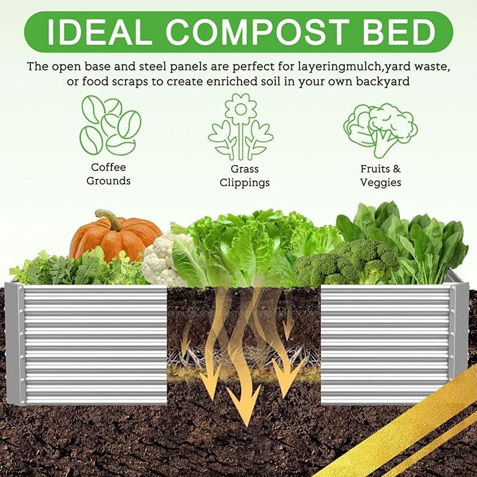 2 Pack Tall 6x3FT Corrugated Galvanized Steel Raised Garden Bed Outdoor, Metal Above Ground Garden Bed for Vegetables and Flowers, Rectangle Raised Beds for Gardening-6x3x1.5FT