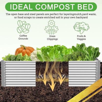 2 Pack Tall 6x3FT Corrugated Galvanized Steel Raised Garden Bed Outdoor, Metal Above Ground Garden Bed for Vegetables and Flowers, Rectangle Raised Beds for Gardening-6x3x1.5FT