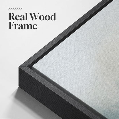 Large Framed Abstract Landscape Wall Art, 3 Piece Blue Watercolor Canvas Prints Paintings Artwork for Walls, Misty Lake Mountain Nature Pictures for Living Room Entryway Bedroom Wall Decor 20x30 In