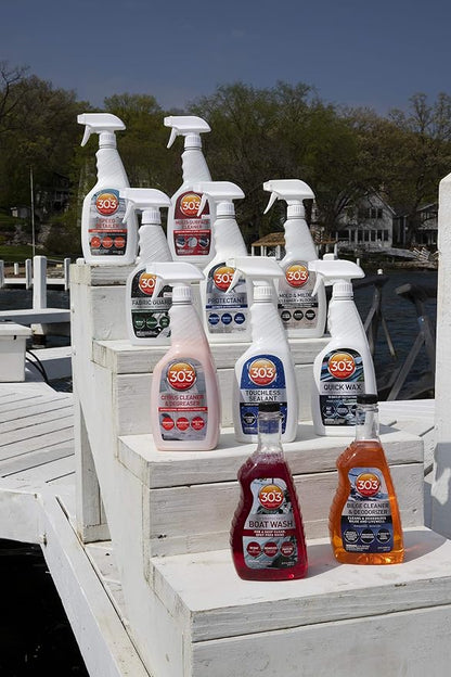 303 Marine Fabric Guard for Boat Covers & Canvas, 16 oz 6-Pack | Restores water and stain resistance on boat covers, canvas, and marine fabrics.