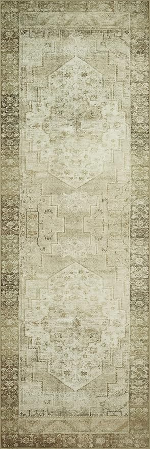 Loloi Magnolia Home by Joanna Gaines Banks Collection BAN-06 Natural/Granite 2'-6" x 12'-0", .13" Pile Height, Machine Washable, Runner Rug