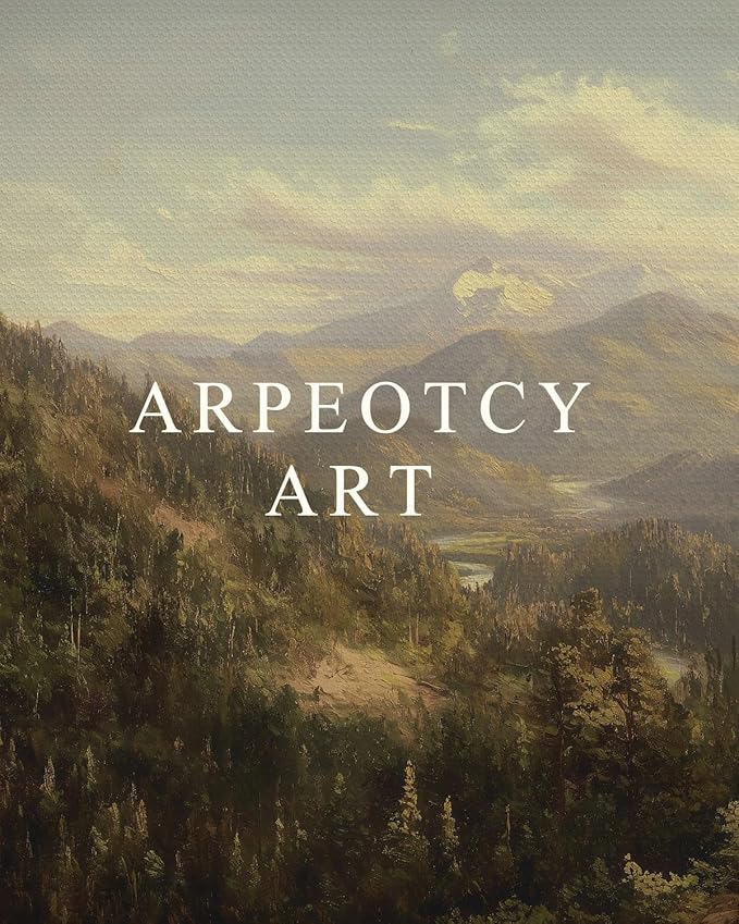 ARPEOTCY Extra Large Vintage Framed Wall Art, 36x54 Inch Mountain Mist Forest Landscape Hanging Canvas Prints Scroll Wall Art Decor for Living Room Bedroom, Retro Scenery Pictures Above of Bed