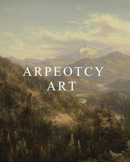 ARPEOTCY Extra Large Vintage Framed Wall Art, 36x54 Inch Mountain Mist Forest Landscape Hanging Canvas Prints Scroll Wall Art Decor for Living Room Bedroom, Retro Scenery Pictures Above of Bed