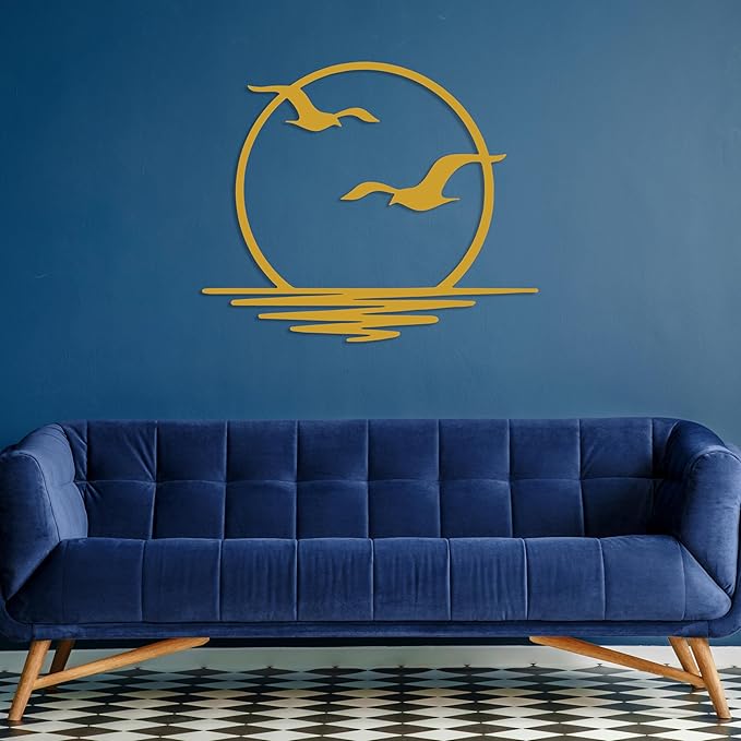 Sunrise Metal Wall Art, Sunset Metal Wall Decor for Living Room, Sunshine Line Art Home Decor Outdoor Indoor, Sun Design Modern Artwork for Walls, Abstract Sunset Wall Decor, Housewarming Gifts