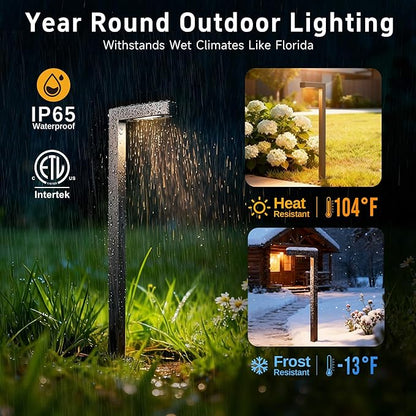 Gardenreet Brass Landscape Path Lights, LED 12V Low Voltage Pathway Lights Wired, Modern Outdoor Garden Lights Waterproof, L Shape Bronze for Patio Lawn Without G4 Bulb 10 Pack
