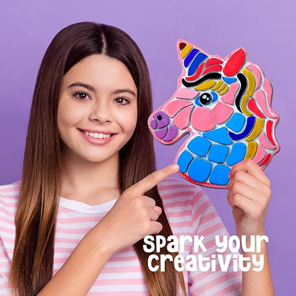Dan&Darci Stepping Stones Painting Kit for Kids, 5 Paint Your Own Garden Stones with Paints and Brushes, Crafts for Kids Ages 6-8