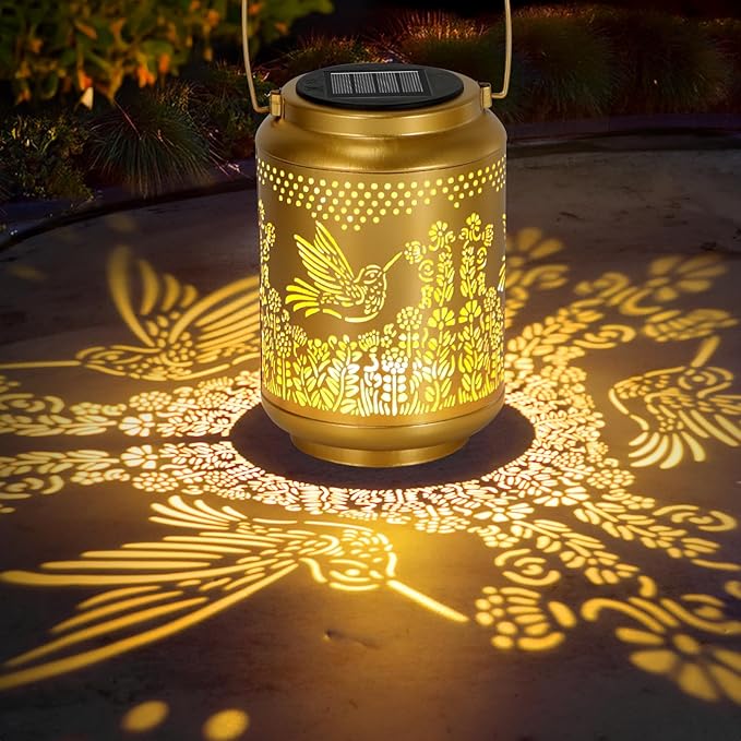 Hummingbird Solar Lanterns Outdoor Lights: Garden Decor Birthday Gifts for Women Mom Grandma Nana Aunt, Hanging Solar Lights Outdoor Waterproof Outside for Yard, Patio, Backyard, Porch