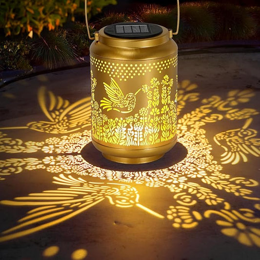 Hummingbird Solar Lanterns Outdoor Lights: Garden Decor Birthday Gifts for Women Mom Grandma Nana Aunt, Hanging Solar Lights Outdoor Waterproof Outside for Yard, Patio, Backyard, Porch