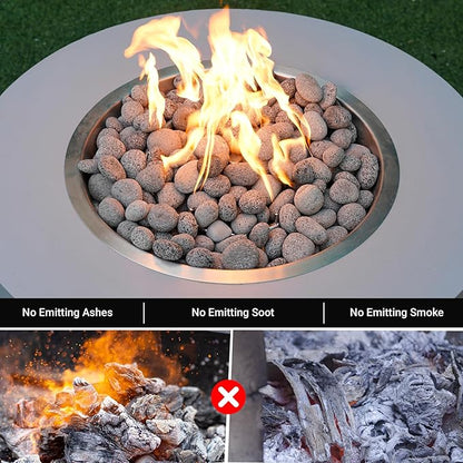 Skyflame 2-3 Inch Round Lava Rock Pebbles, Natural Tumbled Lava Stones for Indoor Outdoor Fire Pit | Fireplaces | Garden Landscaping Decoration | Cultivation of Potted Plants | 15 Pounds