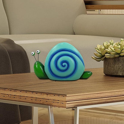 Alpine Corporation 7" Tall Outdoor Swirl Snail Statue Whimsical Accent, Weatherproof Garden Decor, Blue