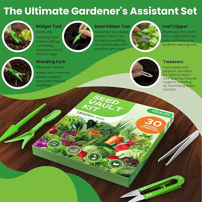 30 Heirloom Seeds Variety Pack - 18,500+ Non-GMO Seeds for Planting Vegetables, Home Garden Seeds for Hydroponic, Indoor and Outdoors Gardening, Includes Lettuce, Tomato, Cucumber Seed