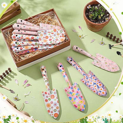 24 Pcs Floral Garden Shovels Bulk Gardening Gift for Women Heavy Duty Garden Tools Floral Hand Shovel for Mom Employees Birthday Thank You Gifts (Pink Daisy)