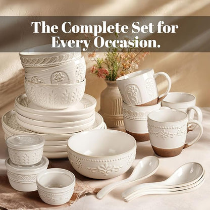 Artena Ramekins Oven Safe, Creme Brulee Ramekins, Embossed White Ceramic Ramiken, Souffle Pudding Custard Cups, Baking Dish, Dipping Bowls, Sauce Cups, Set Of 4 (8 oz, Multiple Patterns)