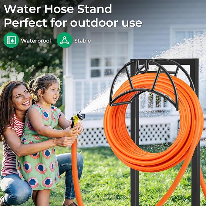 TomCare Garden Hose Holder Heavy Duty Water Hose Holder Holds 160 FT Hoses Freestanding Hose Reel Outdoor Hoses Storage Hanger for Outside Yard