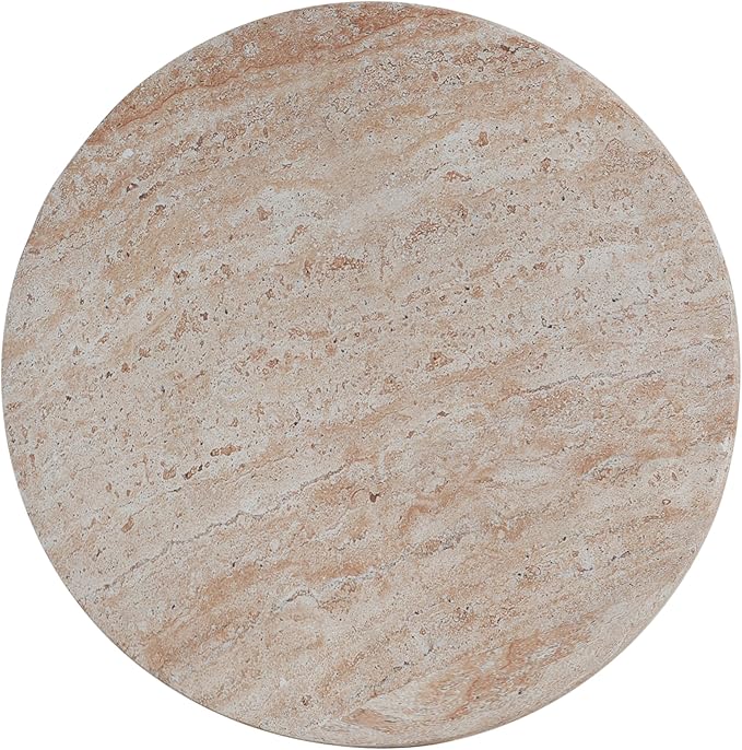 Christopher Knight Home Jaym 20.5" H Indoor Outdoor Accent Side Table, Patio Decorative End Table, Round Top Lightweight Concrete Garden Stool for Patio Balcony & Garden Decor, Travertine